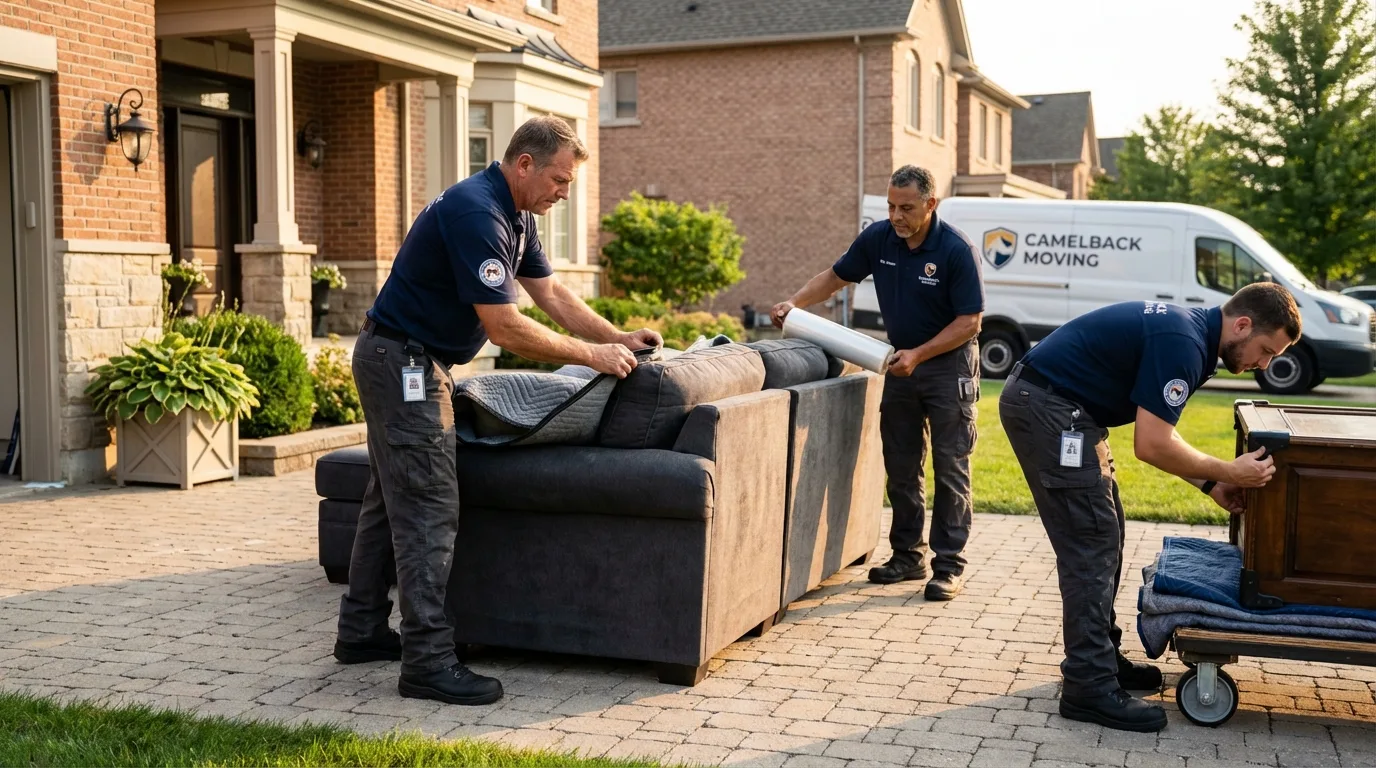 Large estate moving crew wrapping furniture in Kingsland, GA