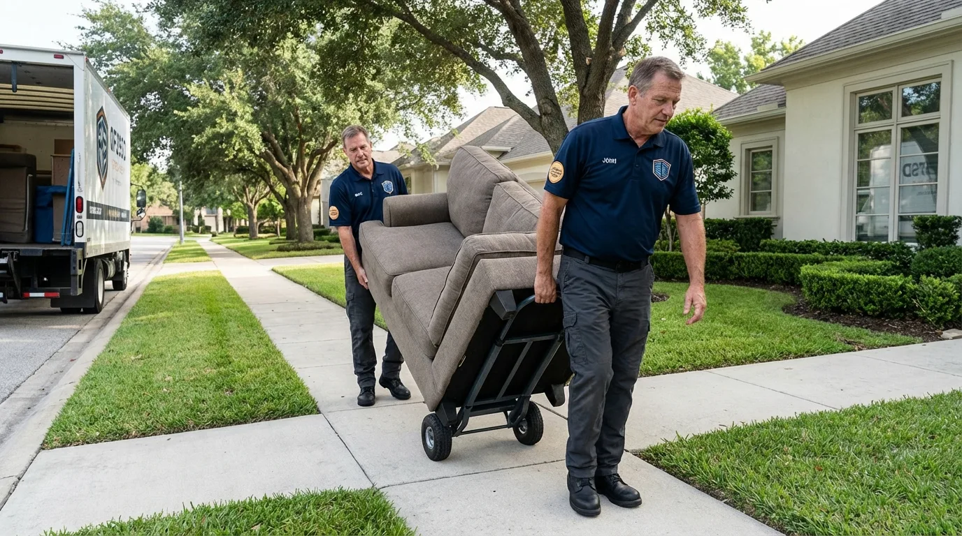 Local residential moving crew loading furniture in Kingsland, GA
